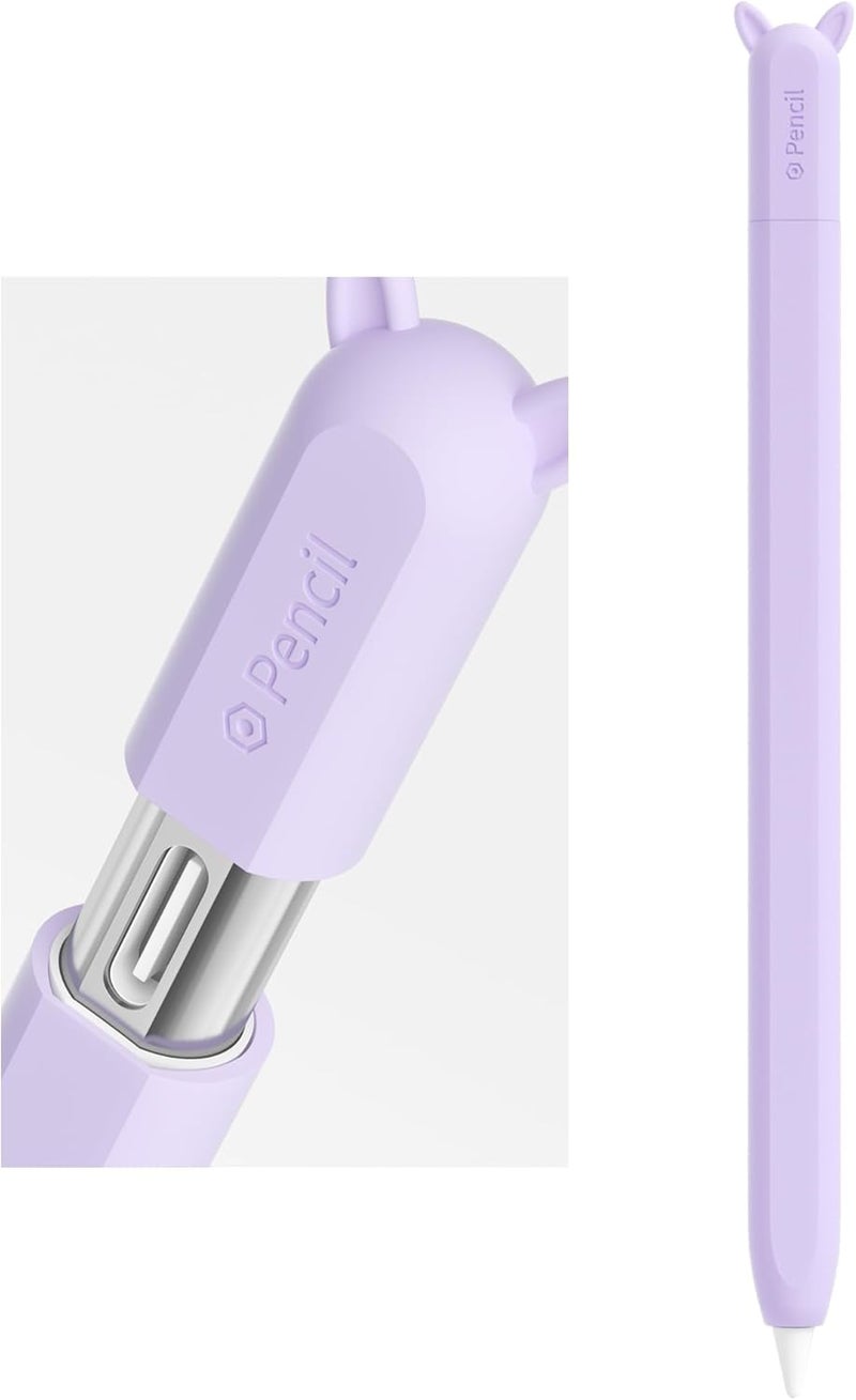 ELETIUO غطاء سيليكون متوافق مع قلم أبل (USB-C)، حامل واقي مع غطاء ملحقات، غطاء مضاد للانزلاق يدعم المغناطيس متوافق مع قلم أبل الجيل الثالث، أرجواني - Image 1